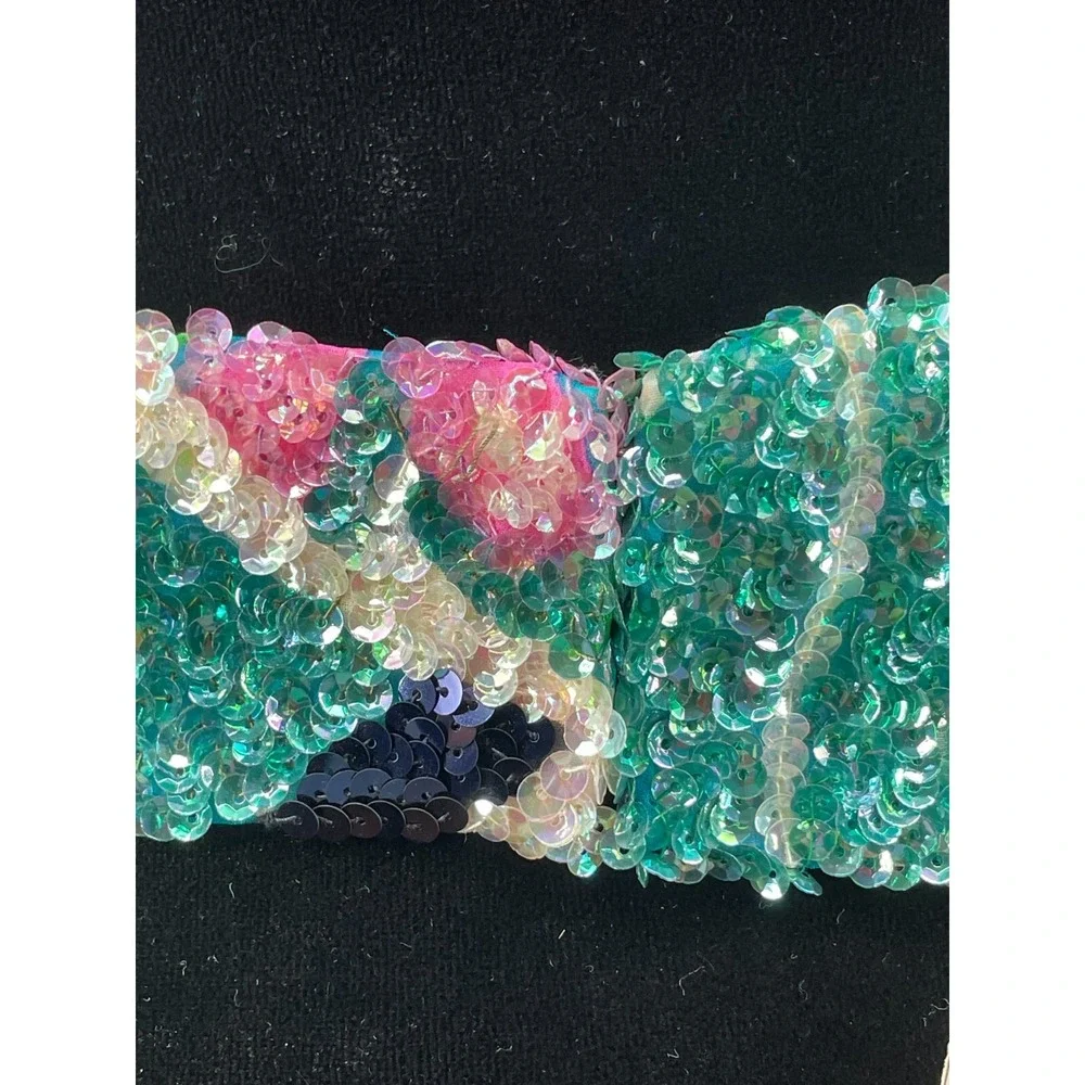 Vintage La Mendola Agosto Mod Art Hand Beaded Multicolor Pure Silk Chiffon Belt